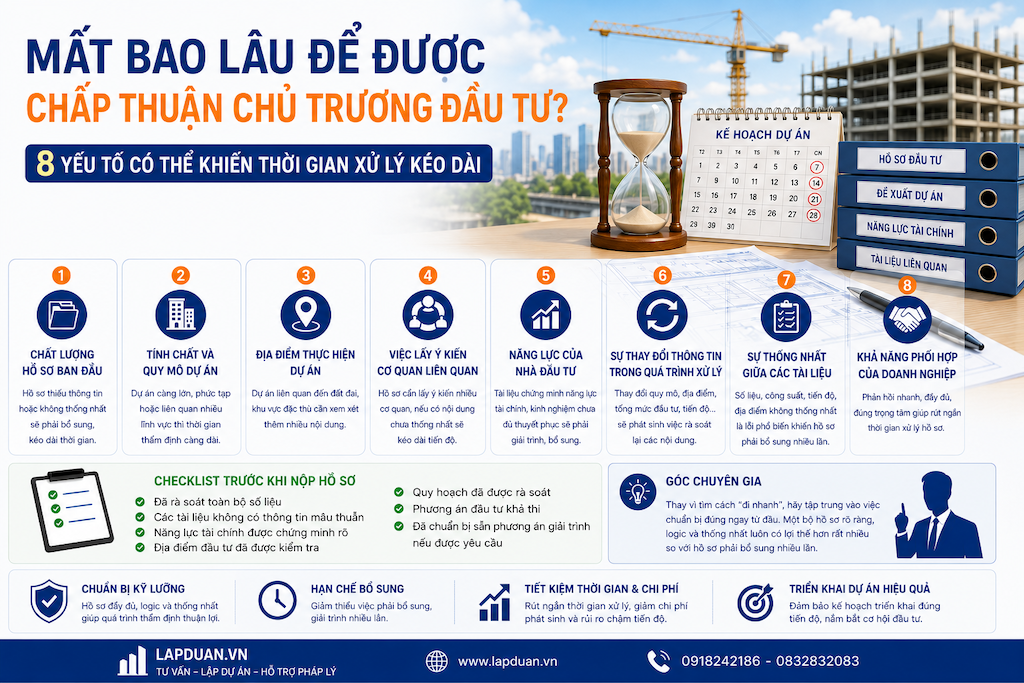 Mất bao lâu để được chấp thuận chủ trương đầu tư? 8 yếu tố có thể khiến thời gian xử lý kéo dài