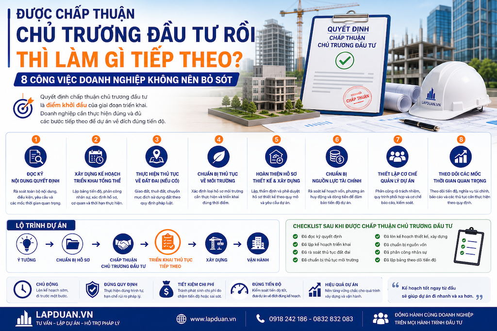 Được chấp thuận chủ trương đầu tư rồi thì làm gì tiếp theo? 8 công việc doanh nghiệp không nên bỏ sót
