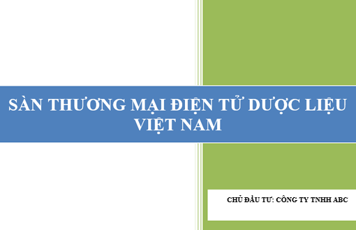 Lập Dự Án đầu tư sàn thương mại điện tử dược liệu Việt Nam - DA008