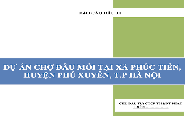Giới Thiệu Dự Án Chợ Đầu Mối Tại Xã Phúc Tiến, Huyện Phú Xuyên, T.P Hà Nội - DA041
