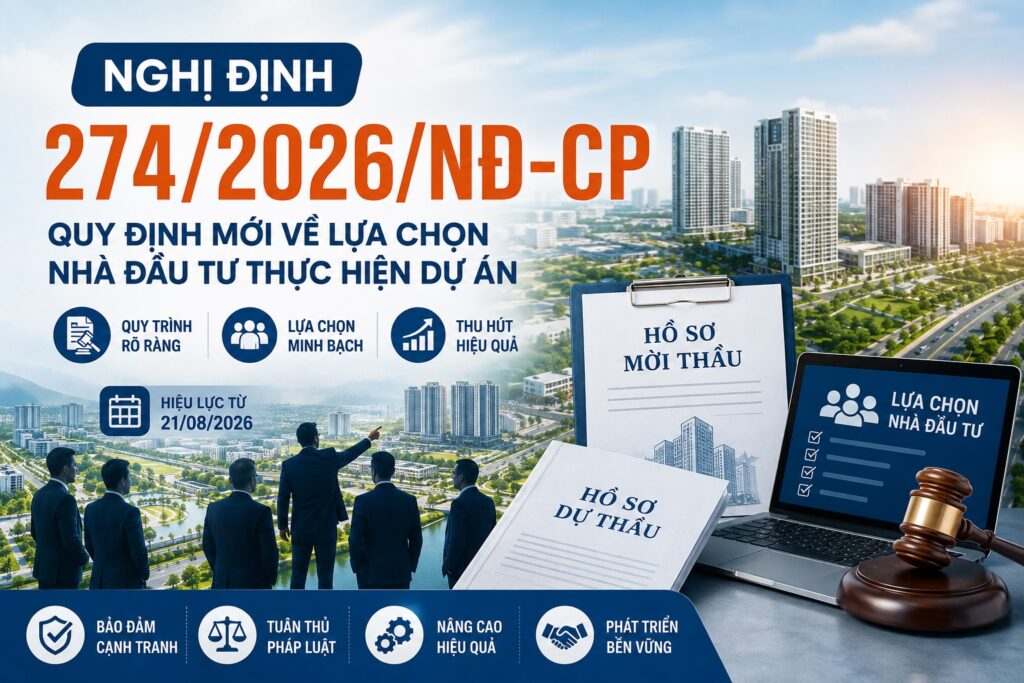 Nghị định 274/2026/NĐ-CP về đấu thầu lựa chọn nhà đầu tư thực hiện dự án đầu tư kinh doanh.