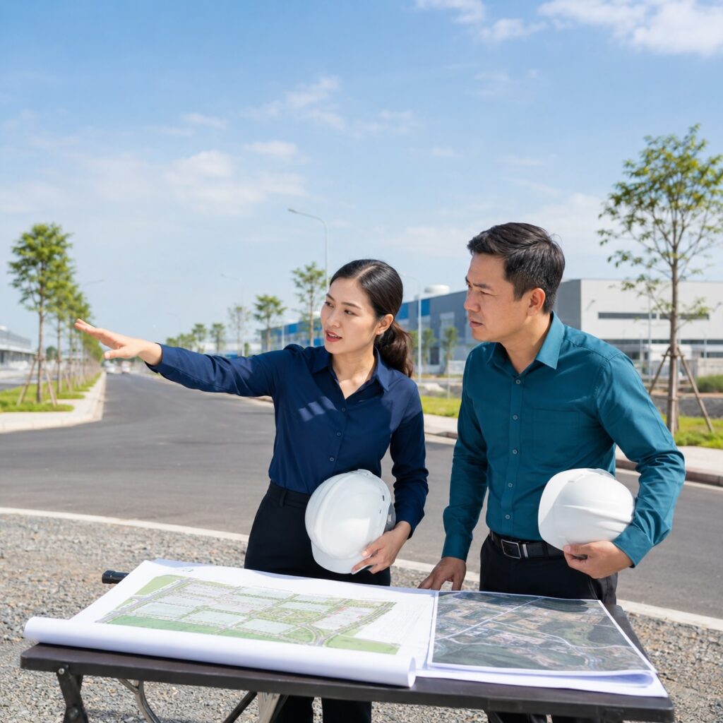 Nhà đầu tư khảo sát khu đất trước khi thuê để triển khai dự án