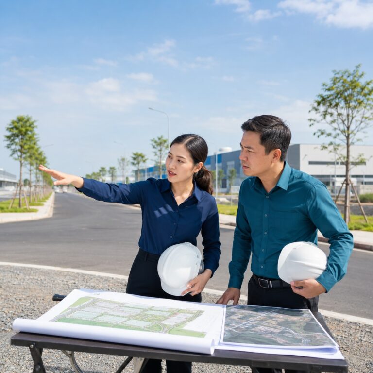 Nhà đầu tư khảo sát khu đất trước khi thuê để triển khai dự án